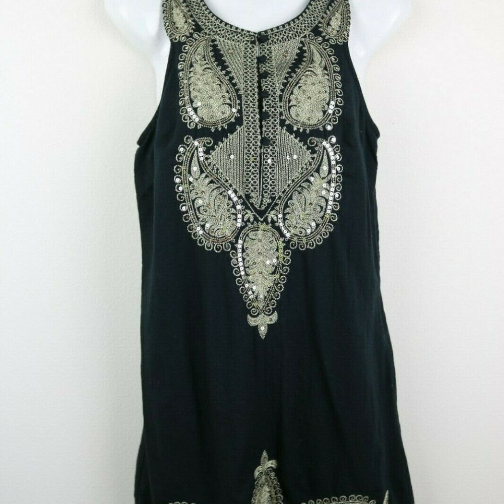 Free People Dress Sleeveless Sequins Buttons Dress - Picture 2 of 6